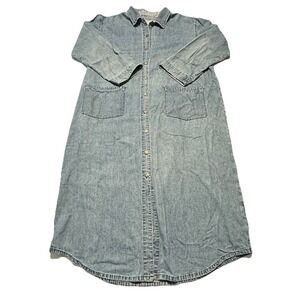 ORVIS Woman DENIM DRESS SIZE LARGE BUTTON DOWN COTTON 3/4 SLEEVE